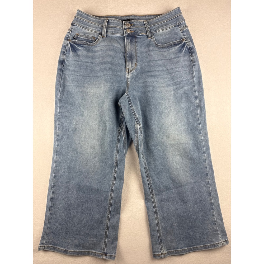 Judy Blue Wide Crop Jeans 14W Medium Wash High Rise Sorbtek Stretch JB88616